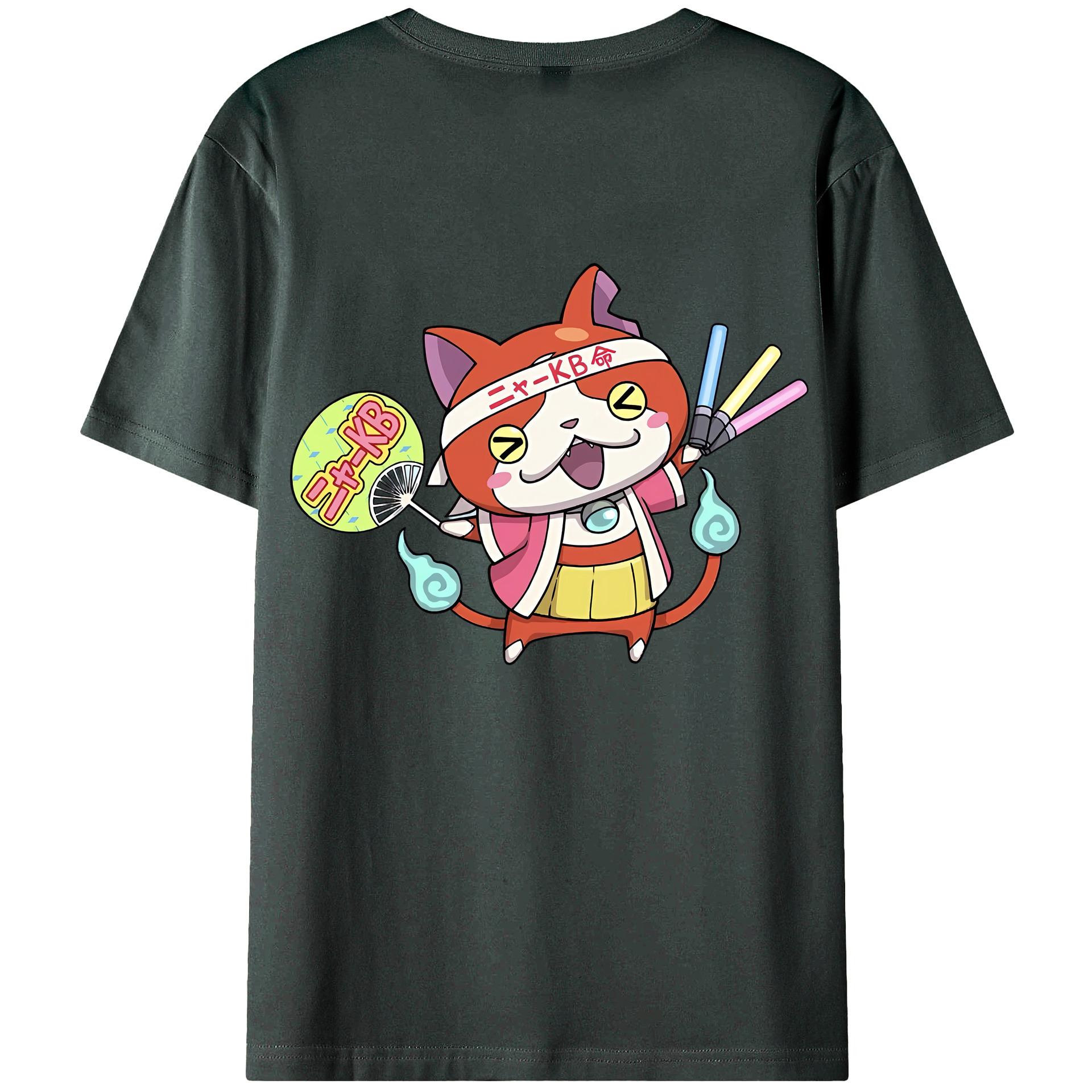 （画像用） 妖怪ウォッチ Yo-kai Watch 綿100％ メンズ半袖Tシャツ（バックプリント） 通気性